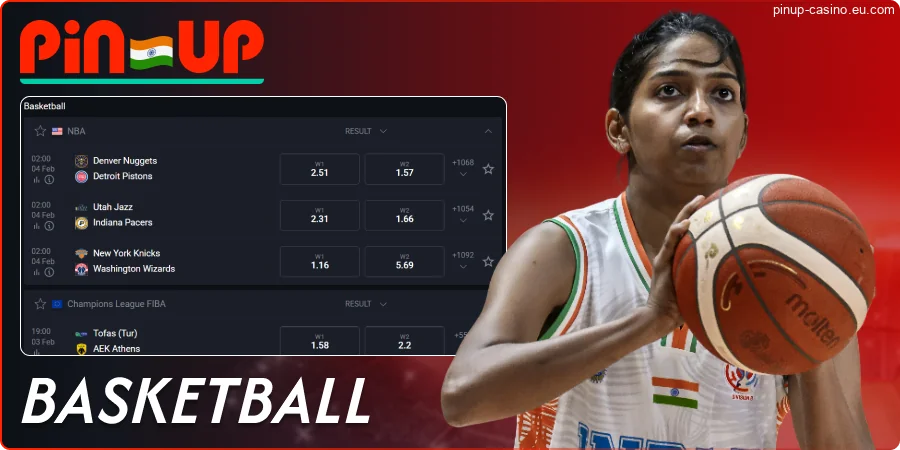 Basketball betting at Pin-Up India