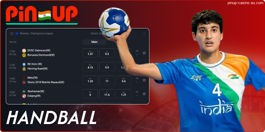 Handball betting at Pin-Up IN