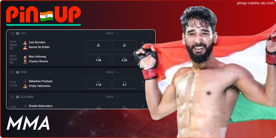 MMA betting at Pin-Up India