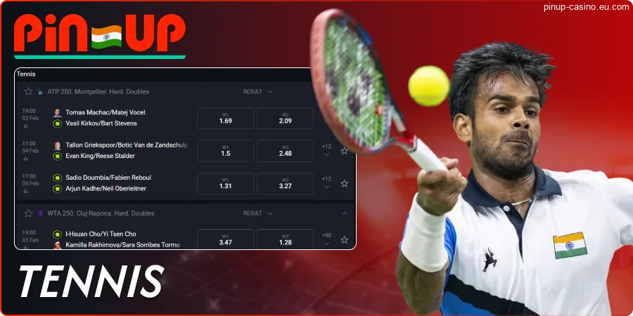 Tennis betting at Pin-Up IN