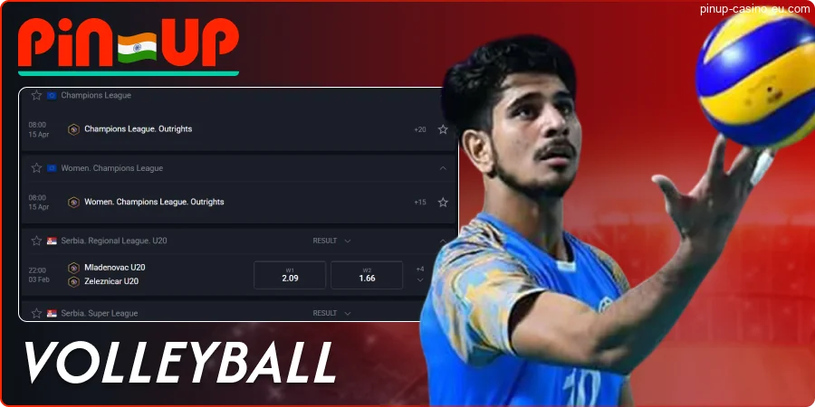 Volleyball betting at Pin-Up India