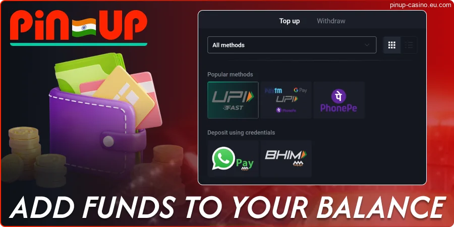 Make a deposit with Pin-Up India